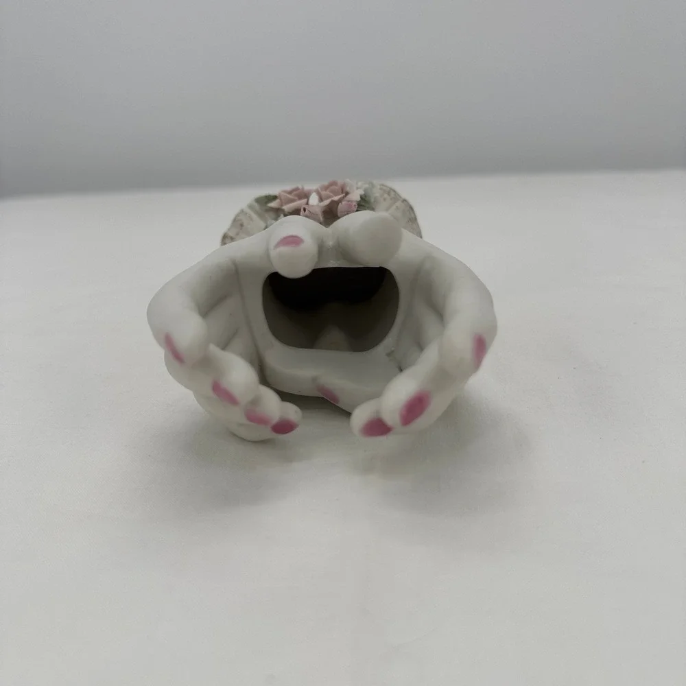 Lefton China Vintage Porcelain Hands Vase Figurine Pink Roses 1787 Hand Painted‎